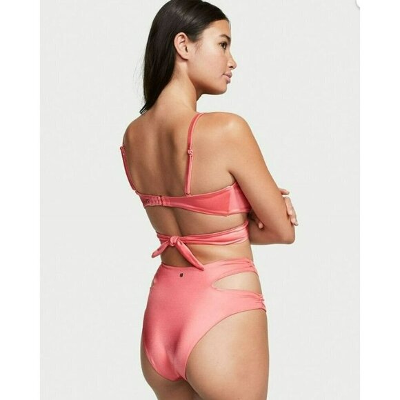 Victoria’s Secret Swim Wrap High Waist Cheeky Bikini Bottom Metallic Pink - Picture 3 of 3